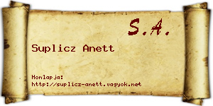 Suplicz Anett névjegykártya